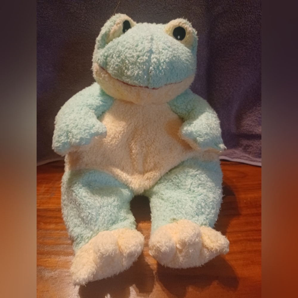 🐸  VTG Baby Ty Frogbaby Rattle Plush Soft 12" Green Yellow Rare 1999 Stuffed